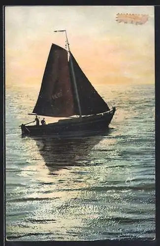 Künstler-AK Photochromie Nr.1398: Segelboot auf dem Wasser