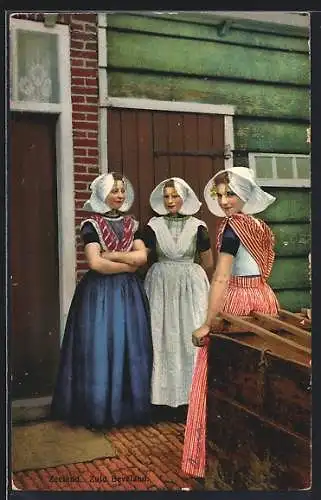 Künstler-AK Photochromie Serie 175, Nr. 3078: Zeeland, 3 Frauen in Tracht