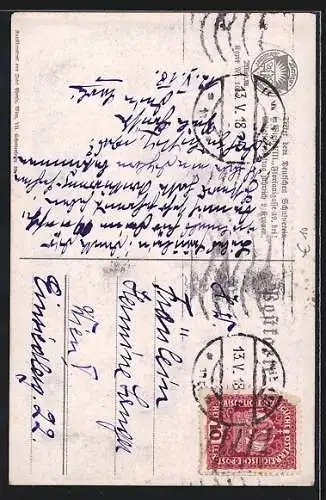 AK Deutscher Schulverein Nr. 1044: Wanderer blickt auf den Ort