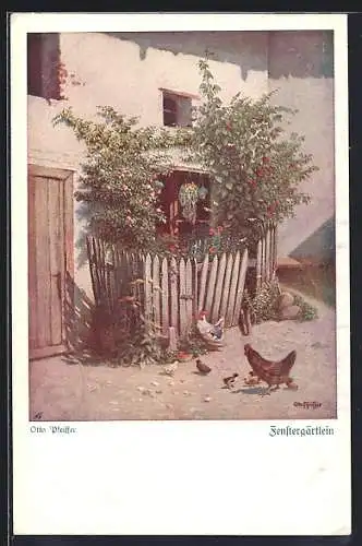 AK Deutscher Schulverein Nr. 885: Fenstergärtlein von Otto Pfeiffer