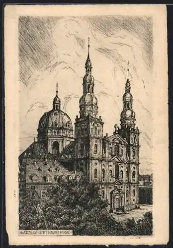 Künstler-AK Würzburg, Stifthauger Kirche