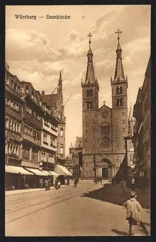 AK Würzburg, Domkirche mit Strasse