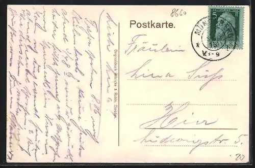 AK Münchberg / Obfr., Klosterplatz mit Kriegerdenkmal