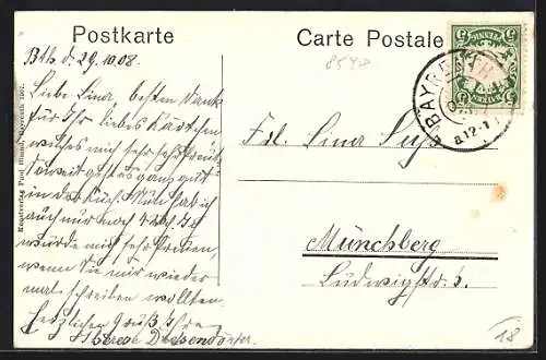 AK Bayreuth, Maxstrasse mit Brunnen