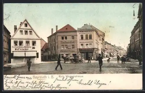 AK Bayreuth i. B., Restaurant Christian Brampp an der Rich. Wagnerstrasse