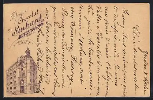 Lithographie Serrières, Chocolat Ph. Suchard Neuchatel, Nouvelle Fabrique