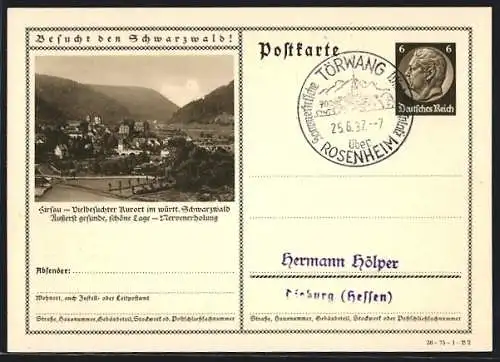 AK Hirsau /Schwarzwald, Ortsansicht, Ganzsache 6 Pfennig