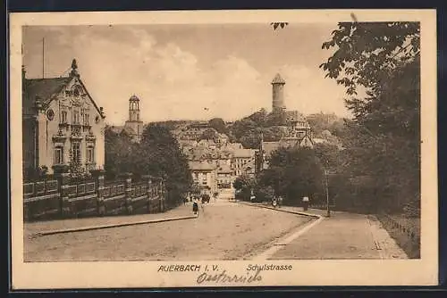 AK Auerbach / V., Blick in die Schulstrasse