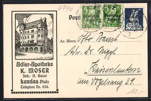 AK Landau /Pfalz, Adler-Apotheke K. Moser, Bes. H. Baust