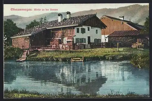 AK Oberammergau, Partie an der Ammer