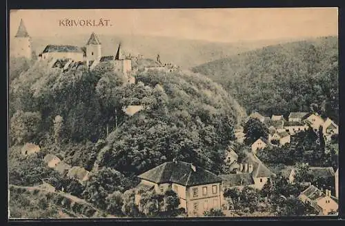 AK Krivoklát, Panorama mit Schloss