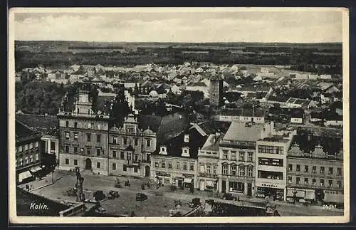 AK Kolín, Panorama mit Strassenpartie