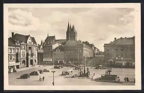 AK Kolín, Strassenpartie mit Brunnen