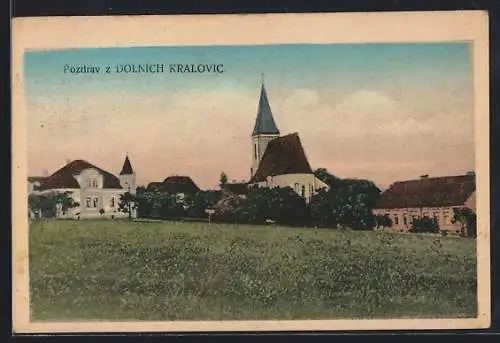 AK Dolnich Kralove, Ortspartie mit Kirche