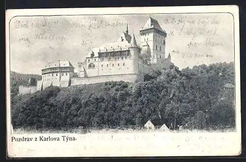 AK Karluv Tyn, Blick auf die Burg