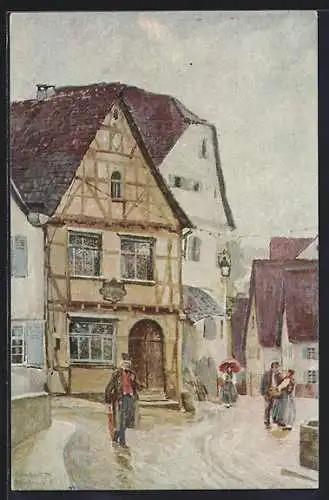 Künstler-AK Marbach / Neckar, Schillers Geburtshaus