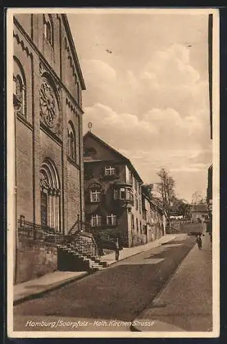 AK Homburg /Saarpfalz, Blick in die Kath.-Kirchen-Strasse