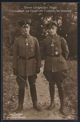 Foto-AK Sanke Nr. 401: Flieger Oberleutnant von Cossel und Vizefeldwebel Windisch