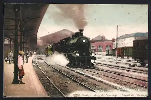 AK Genève, Gare de Cornavin, Départ de l`Express