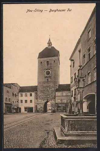 AK Neu-Ötting, Blick auf das Burghauser Tor