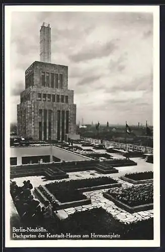 AK Berlin-Neukölln, Dachgarten des Karstadt-Hauses am Hermannplatz