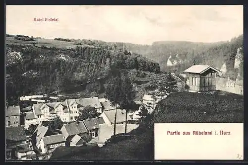 AK Rübeland i. Harz, Teilansicht mit Hotel Bodetal