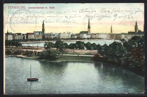 AK Hamburg-Neustadt, Teilansicht mit Lombardsbrücke