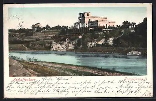 AK Aschaffenburg, Blick nach dem Pompejanum