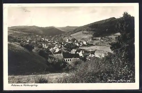 AK Adenau, Ortsansicht mit Bergpanorama