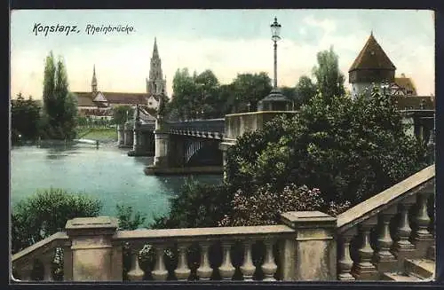 AK Konstanz, an der Rheinbrücke