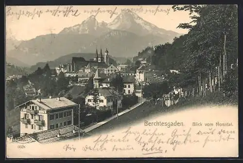 AK Berchtesgaden, Blick vom Nonntal auf den Ort