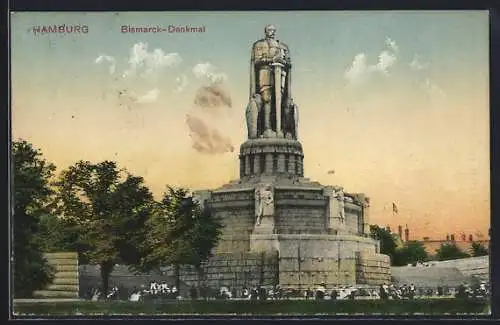 AK Hamburg-St.Pauli, Bismarck-Denkmal