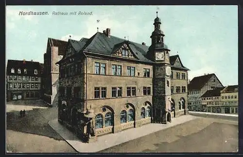 AK Nordhausen, Rathaus mit Roland