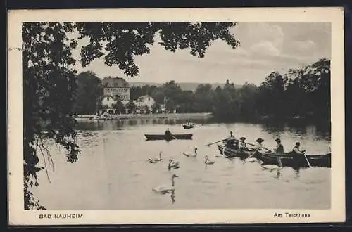 AK Bad Nauheim, Am Teichhaus mit Booten