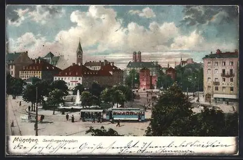 AK München, die Strassenbahn auf dem Sendlingertorplatz