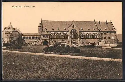 AK Goslar, Kaiserhaus mit Feldweg