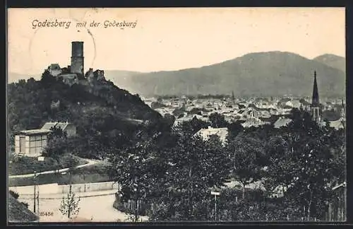 AK Godesberg, Teilansicht mit der Godesburg