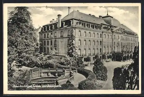 AK Donaueschingen, Schloss mit Donauquelle