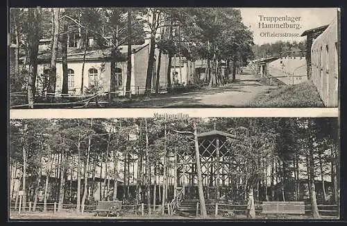 AK Hammelburg, Offiziersstrasse und Musikpavillon des Truppenlagers