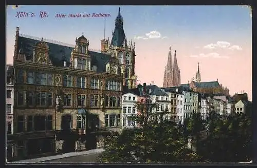 AK Köln, Alter Markt mit Rathaus