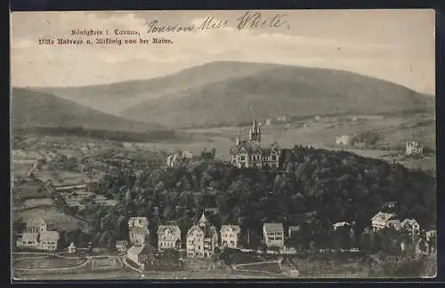AK Königstein i. Taunus, Villa Andreae und Altkönig von der Ruine