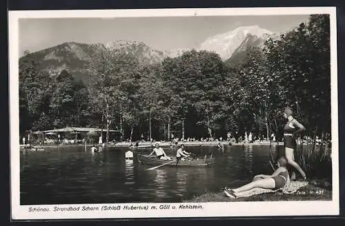 AK Schönau / Berchtesgaden, Strandbad Schorn mit Göll und Kehlstein