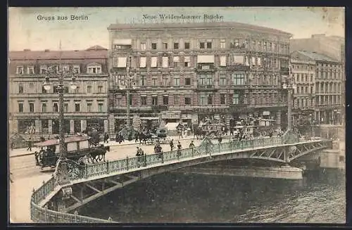 AK Berlin, Die neue Weidendammer Brücke, Busse, Cafe Barton, Ball Salon