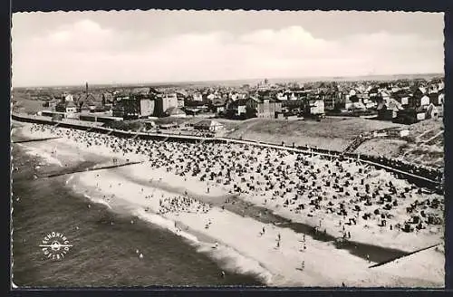 AK Westerland auf Sylt, Fliegeraufnahme vom Strand