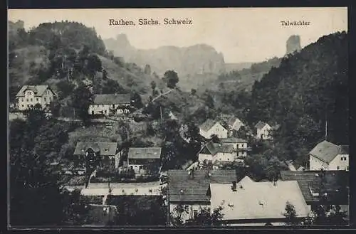 AK Rathen /Sächs. Schweiz, Ortsansicht mit Talwächter