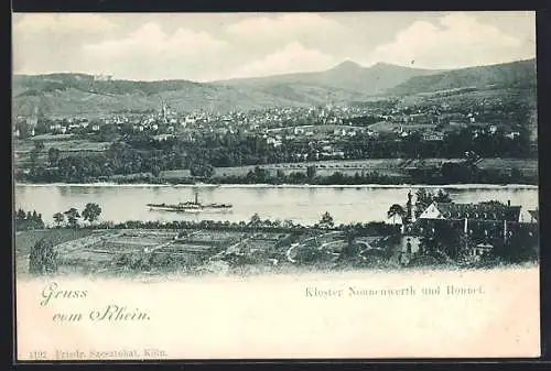 AK Remagen, Panorama mit Kloster Nonnenwerth und Honnef