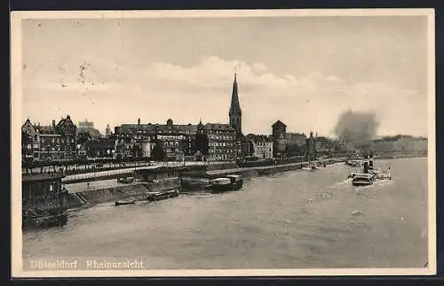 AK Düsseldorf, Ortsansicht am Rhein