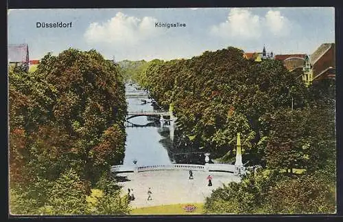 AK Düsseldorf, Brücke der Königsallee, Blick auf weitere Brücken