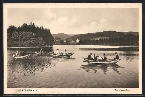 AK Herzberg a. H., Ruderboote auf dem Jues-See