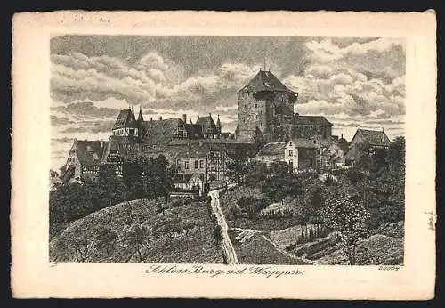 Künstler-AK Solingen, Schloss Burg a. d. Wupper